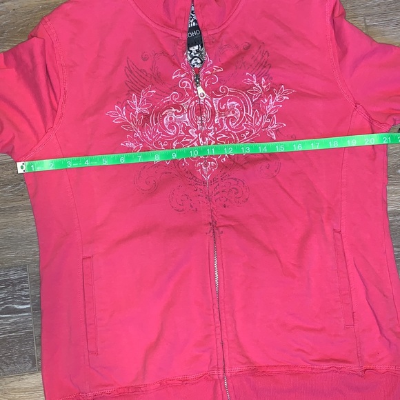 SoHo Collection Camp David Pink Long Sleeve Zip Up Sweater - Picture 5 of 6